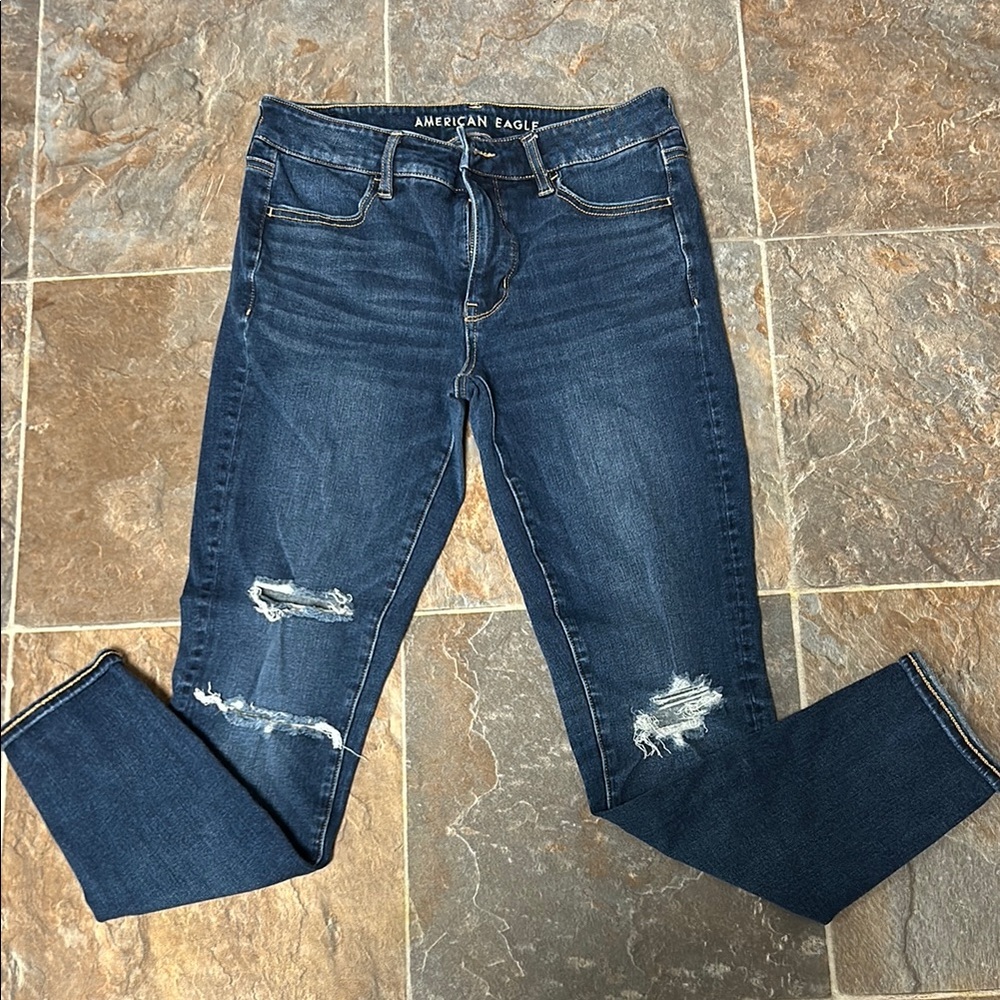 American Eagle Outfitters Blue Skinny Jeans Distressed Style